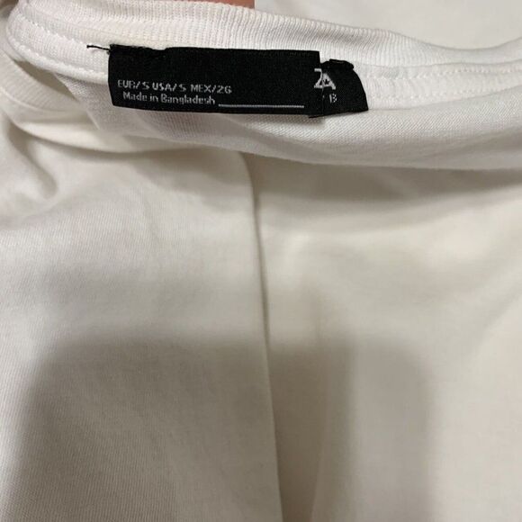 Zara WB Womens Solid White Crew Neck Short Sleeve Top T Shirt Small - Picture 3 of 6